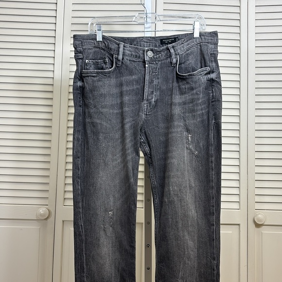 ALL SAINTSRex Slim Jeans in Faded Black Distressed Size 33